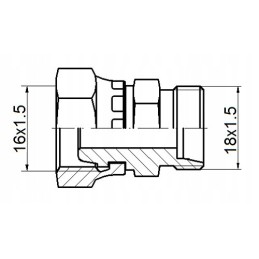 Tiesi jungtis ab m16x1 5 m18x1 5 hidrolideris