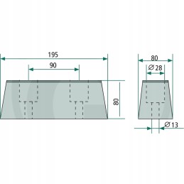 Rėmo buferis 12mm 80mm 195mm 90mm granitas