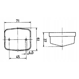 Kvadratinė gabaritinė lempa 12 24v raudona balta pr