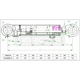 Hidraulinis stūmoklio cilindras 40 22 taktų 300mm l 510