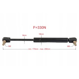 Dujų amortizatoriaus durų pavara mf 250mm 330n