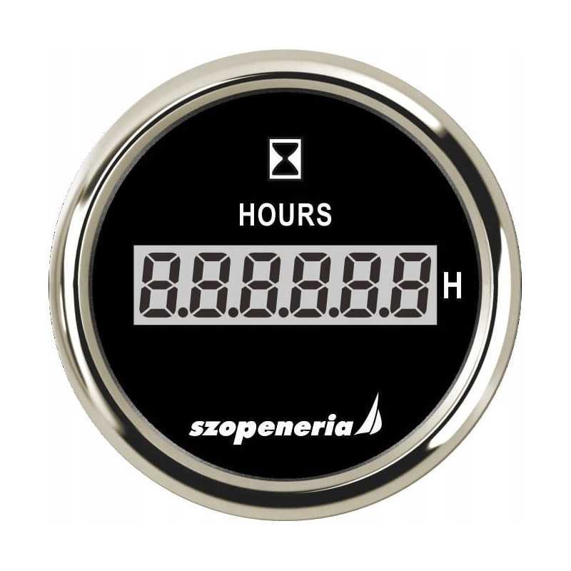 Valandų skaitiklis 52 mm juodas
