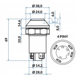 Deutz mf įspėjamosios lemputės jungiklio mygtukas