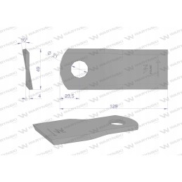 Kairysis vejapjovės peilis 129 5x48x4mm skylė 21 2 su
