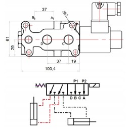 Solenoidinis vožtuvas, 3 sekcijų, vožtuvas 6, 2 krypčių, 60l