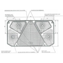 Stačiakampis halogeninis kombinuotas galinis žibintas 12