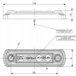 LED markerinė lempa 0 5 1w stačiakampė 12 24v raudona