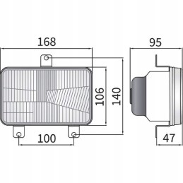 Priekinis žibintas h4 stačiakampis 12 24v