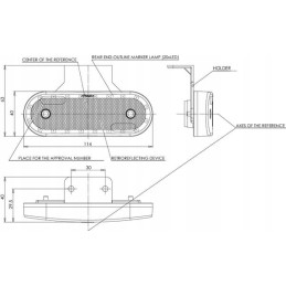 Stačiakampė LED markerinė lempa 12 24v su laidu