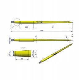 Sunkus krautuvas tiesus 980mm apvalus su rankove