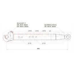 Šoniniai strypai mf255 cbm cat2 l 960 g 20 hidrolideris