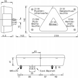 Galinis dešinysis kombinuotas žibintas, stačiakampis, 12v, raudonas