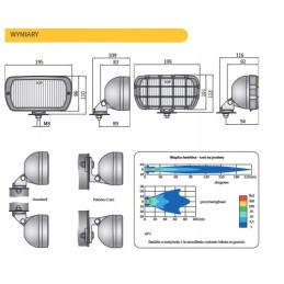 Tolimųjų reisų lempa 195x96mm geltona kelių halogeninė