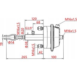 Hidraulinis-pneumatinis stabdžių cilindras 16 20