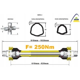 Kardaninis velenas 610 920mm 250nm Aksan