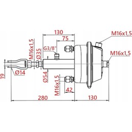 Hidraulinis-pneumatinis stabdžių cilindras 30 35