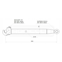 Šoniniai strypai c330 cbm cat1 l 830 g 20 hidrolideris