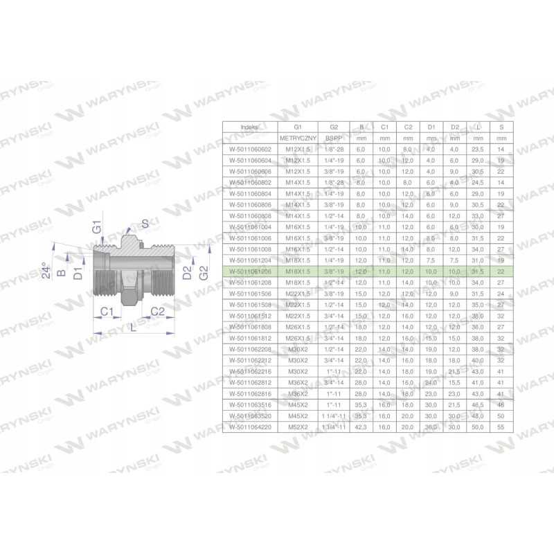 Hidraulinė jungtis bb xge m18x1 5 12l x 3 8