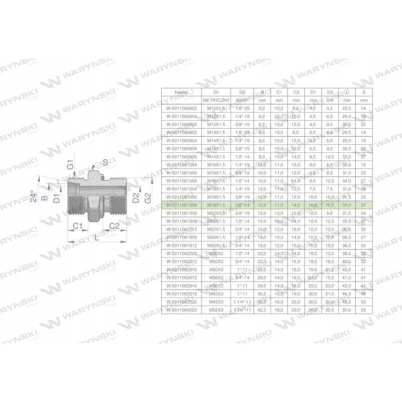 Hidraulinė jungtis bb xge m18x1 5 12l x 1 2