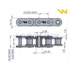 Ritininė grandinėlė 10b1 154 grandys 2445mm Warynski