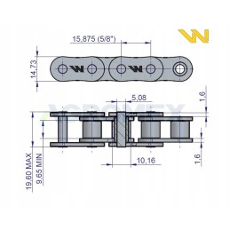 Ritininė grandinėlė 10b1 154 grandys 2445mm Warynski