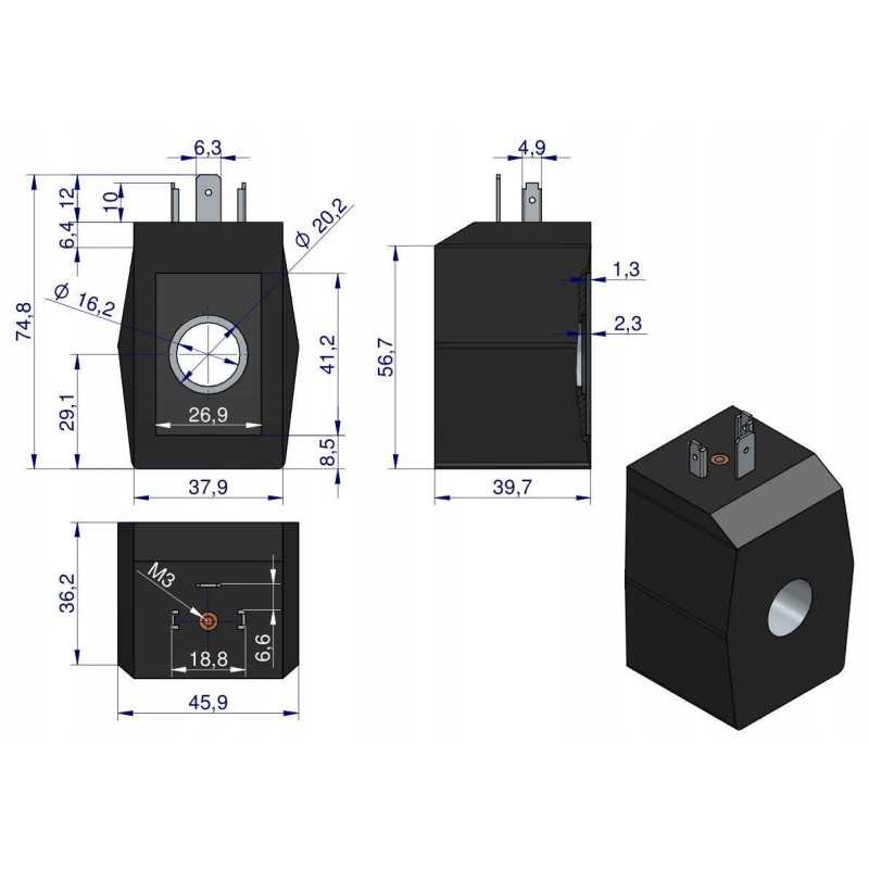 Solenoidinė ritė 16mm 30w 12v dc