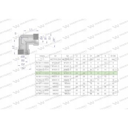 Metrinė hidraulinė alkūnė bb m18x1 5 12l xw
