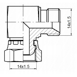 Hidraulinė alkūnės jungtis su veržle M14x1 5 8l