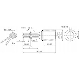 Kardaninio veleno sumažinimas su vidiniu raktu oe 35, raktas 10 mm su