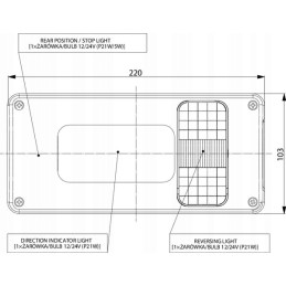 Stačiakampis kairysis kombinuotas galinis žibintas LA45015