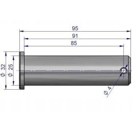 Viršutinė LP pakabos tvirtinimo kaištis, skersmuo 25mm, su kol