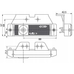 Stačiakampė LED markerinė lempa 12 24v su laidu