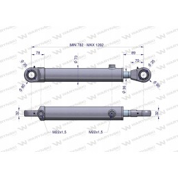 Dvipusė hidraulinė pavara tur 782 1282mm Warynski