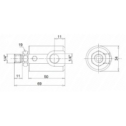 Kampinė linijinė pasukama jungtis GG90 1 4 omų