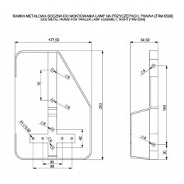 Priekabos žibintų komplektas su dešiniuoju laikikliu