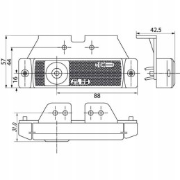 Stačiakampis priekinis gabaritinis žibintas, LED 12 24v