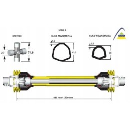 Šarnyrinis ir teleskopinis velenas 810 1200mm 400nm 50250