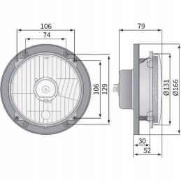 Priekinis žibintas h4 apvalus 12 24v