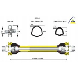 Šarnyrinis ir teleskopinis velenas 510 720 mm 400 nm 50210 c