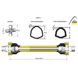 Šarnyrinis ir teleskopinis velenas 610 900 mm 460 nm 50230 c