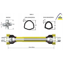 Šarnyrinis ir teleskopinis velenas 610 900 mm 400 nm 50230 c