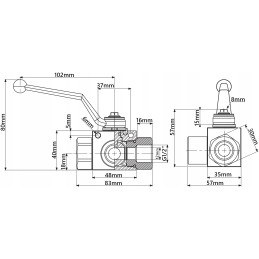 Hidraulinis rankinis rutulinis vožtuvas, 3 krypčių, 1 2, 70l