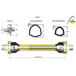Šarnyrinis ir teleskopinis velenas 710 1050mm 620nm ce ser