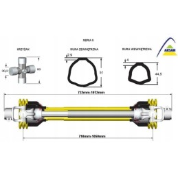 Kardaninis velenas 710 1050 mm 620 nm aksan serija 5 ce