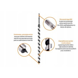Medienos grąžto sraigtas 8x460 mm teger moto