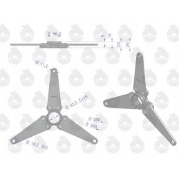 PTO pavaros stebulė turi 18 pjaustytuvų ir 2 dideles skyles