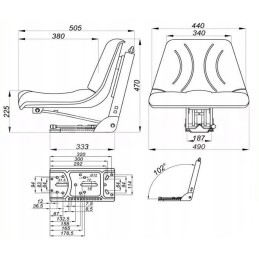 Juodo aksomo fotelio sėdynė C360 C330 Zetor T25