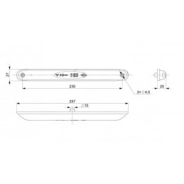 LED galinis žibintas, stačiakampis, 12 24v