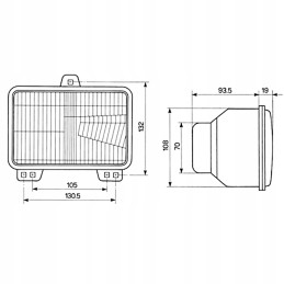 Priekinis žibintas 130x132mm, tik Lamborghini