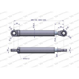 Vienpusė hidraulinė pavara 740 1240mm Warynski